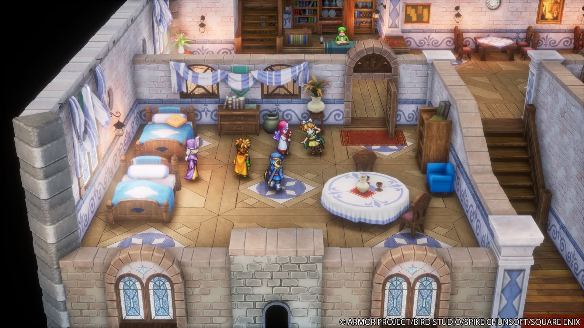 A party talking in a room