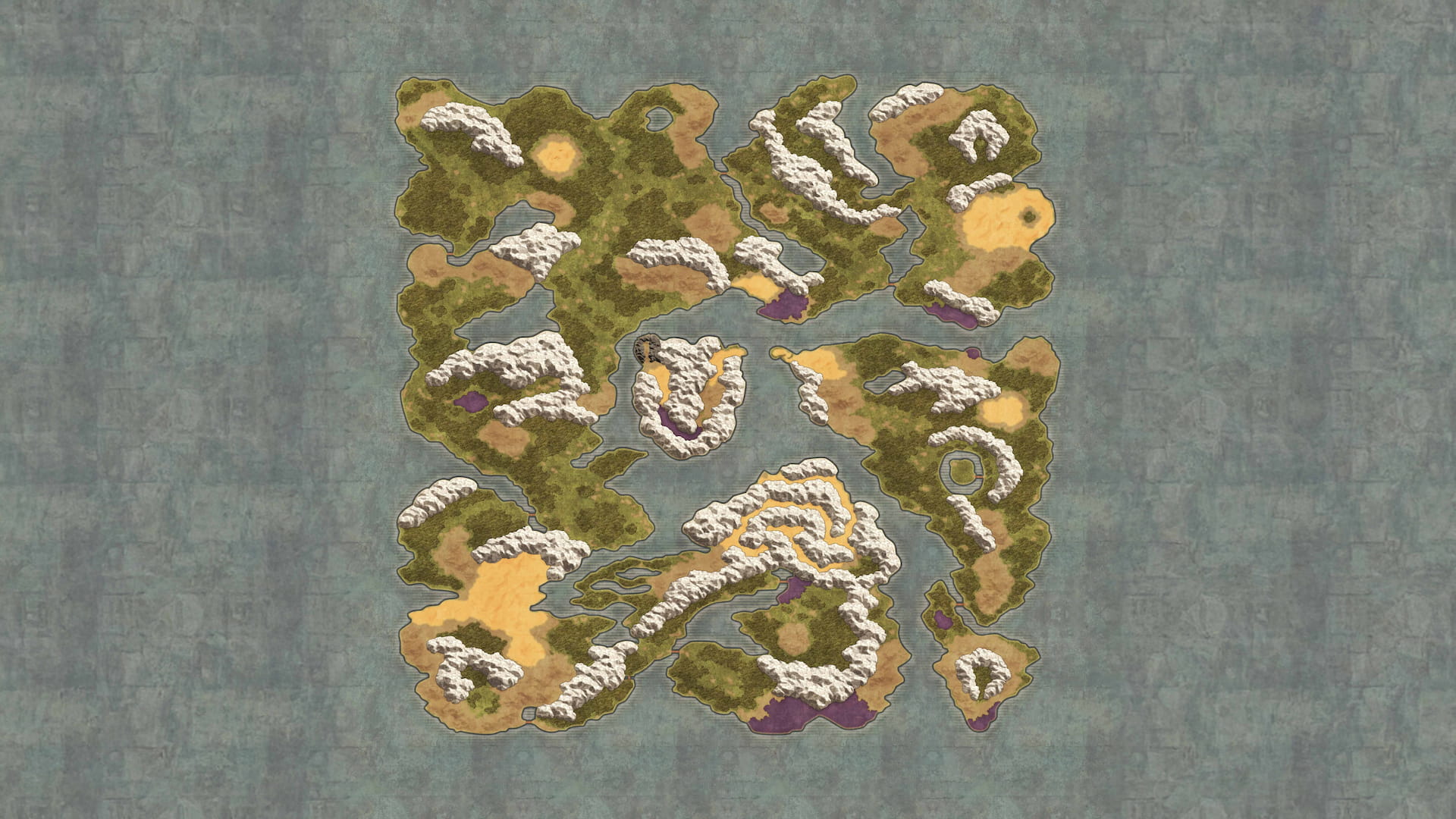An illustration of a fictional world map for DRAGON QUEST I