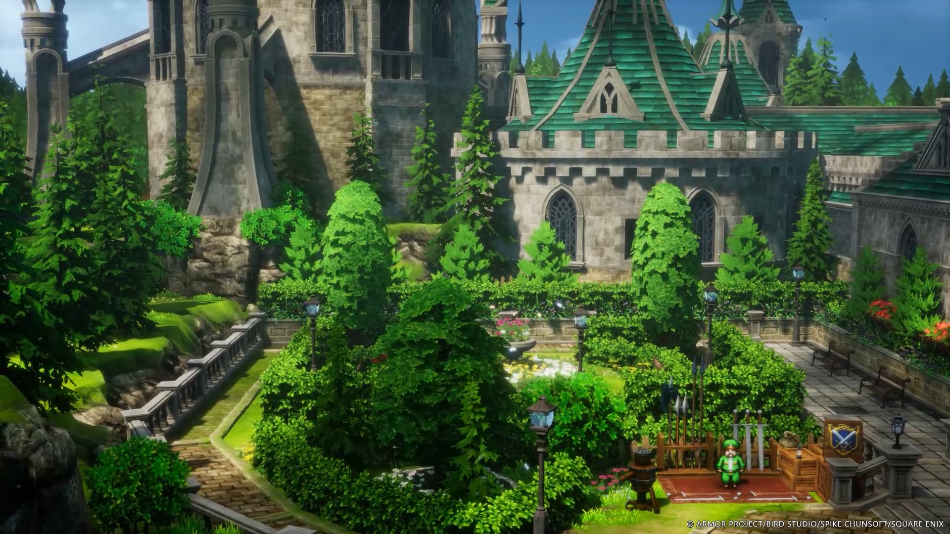 A scene of a town with a castle