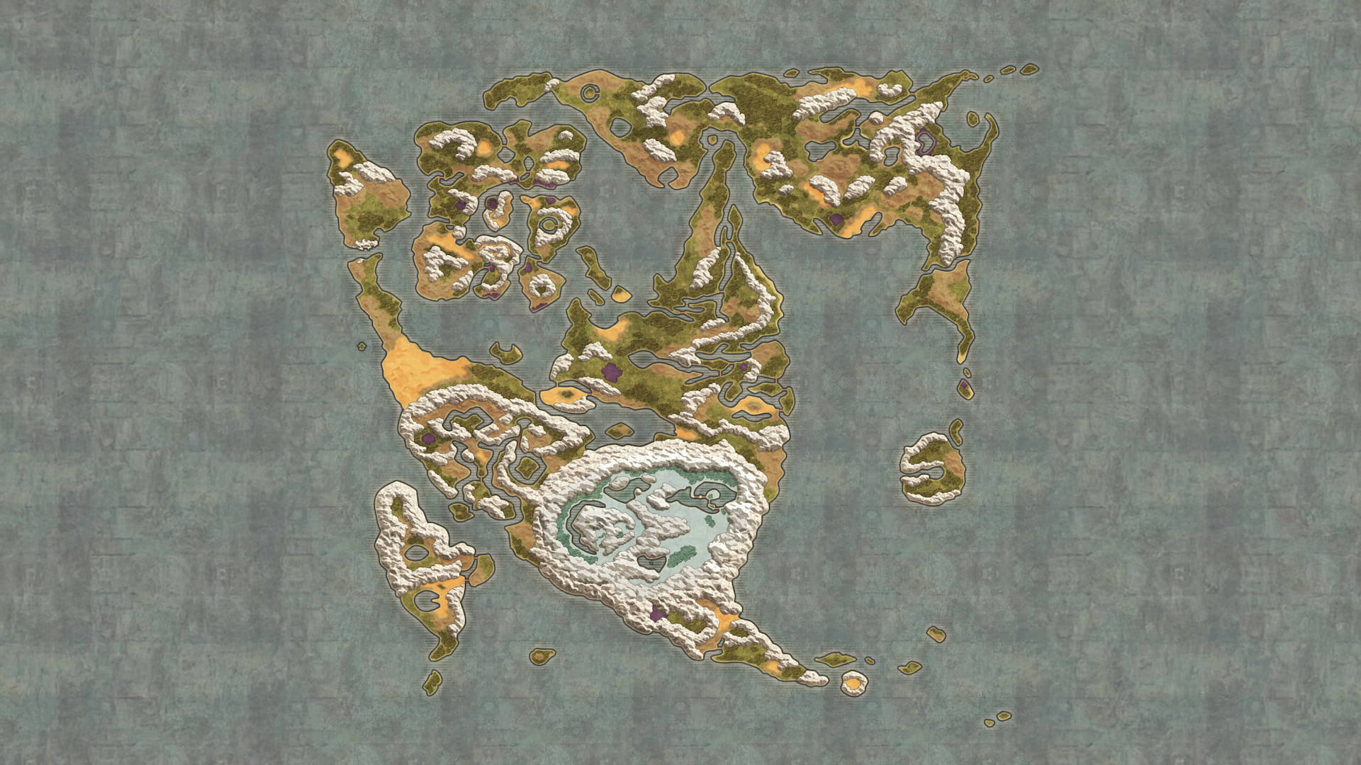 An illustration of a fictional world map of DRAGON QUEST 2