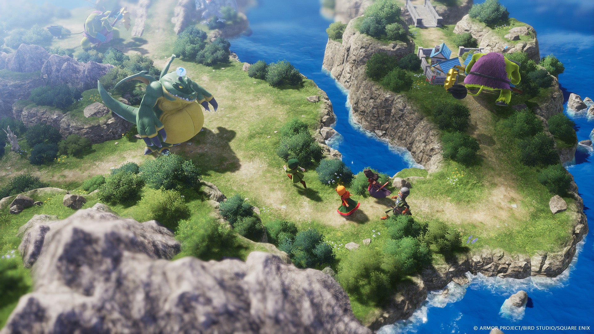 Characters exploring the field