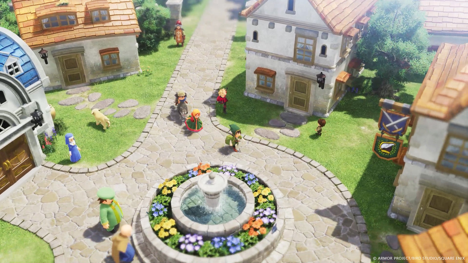 Characters exploring town