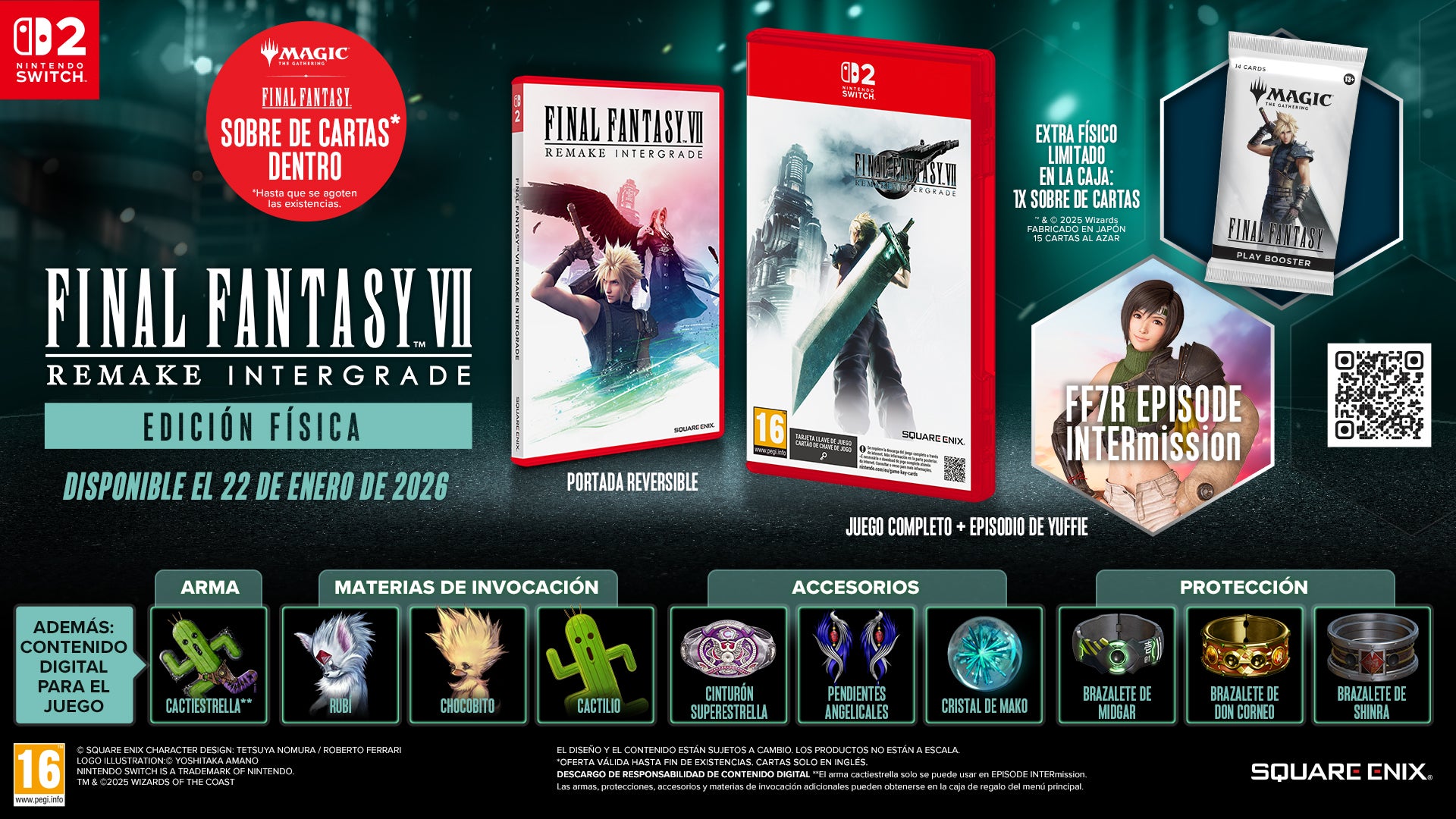 Promoción de la edición física de FF7 Remake Intergrade con el juego y regalos extra.