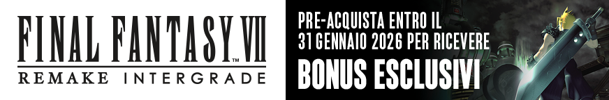 Banner di FF7 Remake Intergrade che mostra l'offerta di preacquisto con bonus esclusivi.