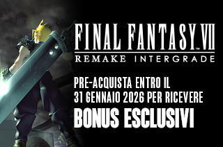 Banner di FF7 Remake Intergrade che mostra l'offerta di preacquisto con bonus esclusivi.