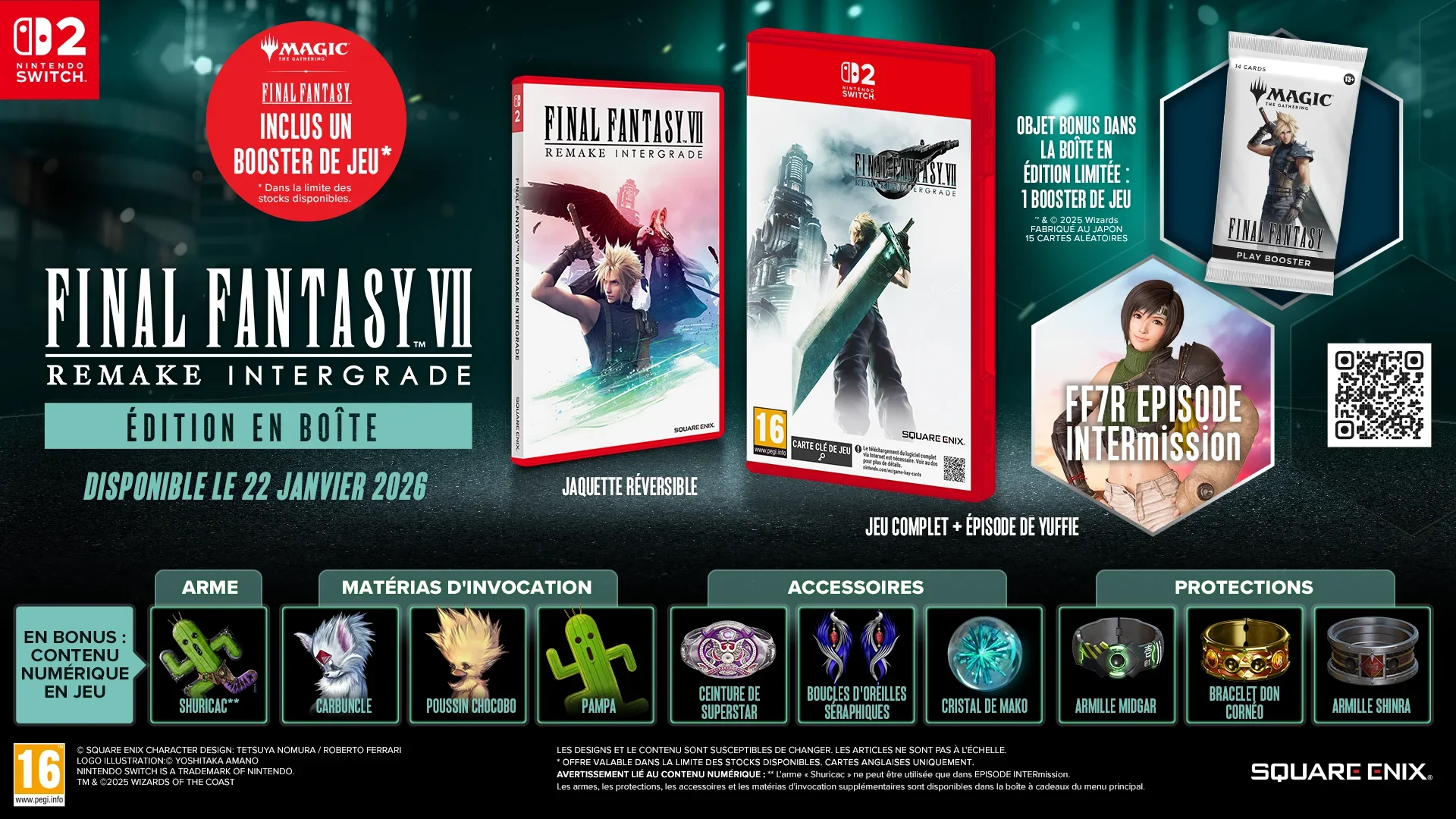 Promo de l'édition en boîte de FF7 Remake Intergrade, avec le jeu et des articles bonus.
