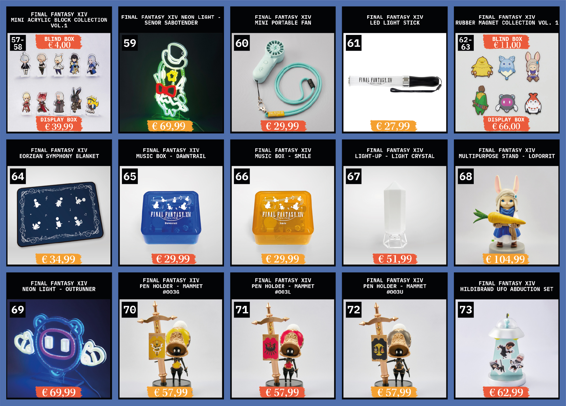 A list of merchandise available at Fan Festival 2026 in Berlin.