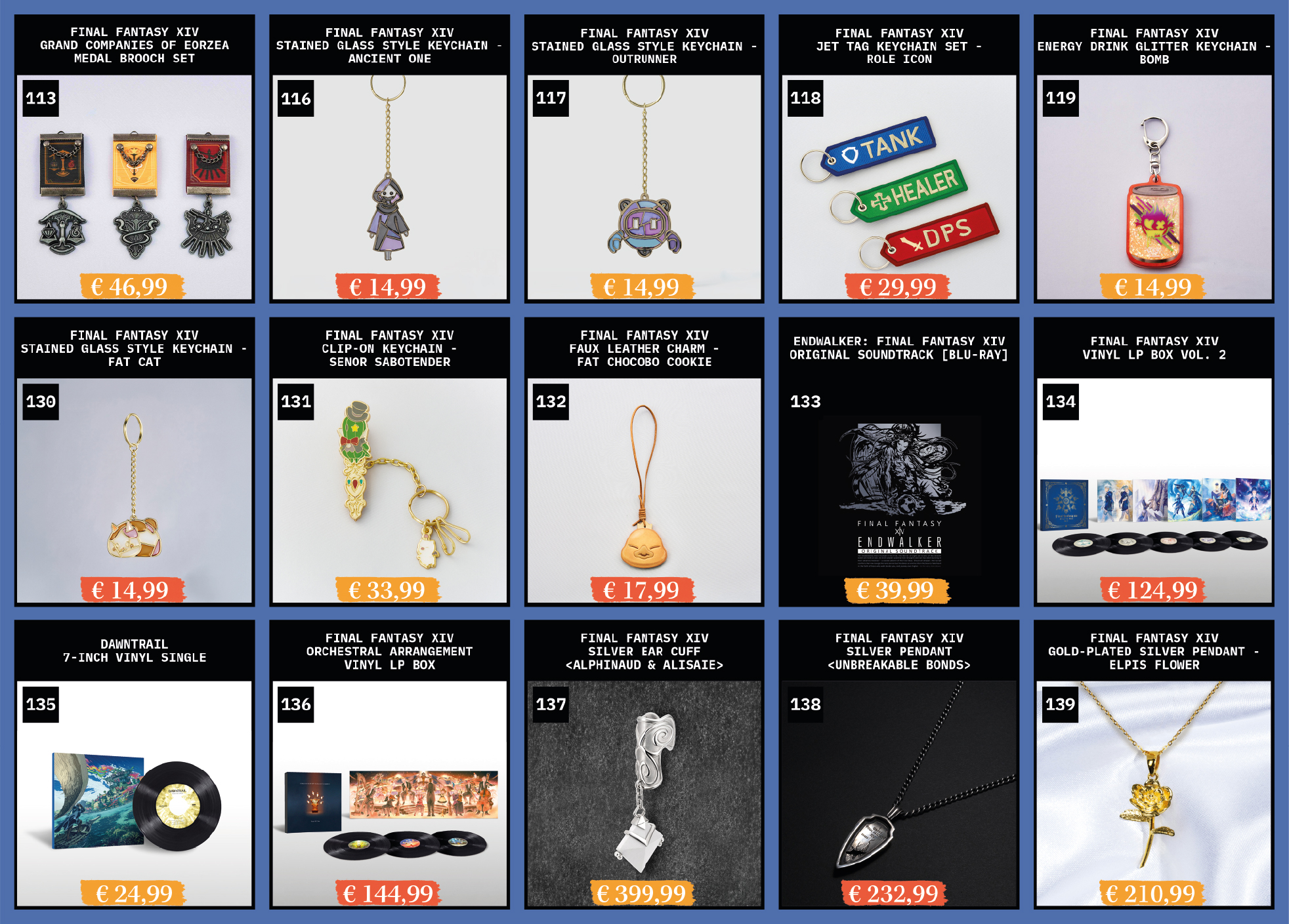 A list of merchandise available at Fan Festival 2026 in Berlin.