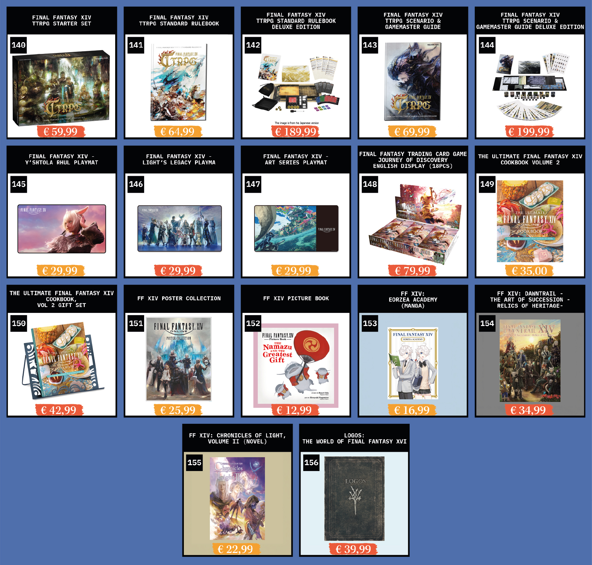A list of merchandise available at Fan Festival 2026 in Berlin.